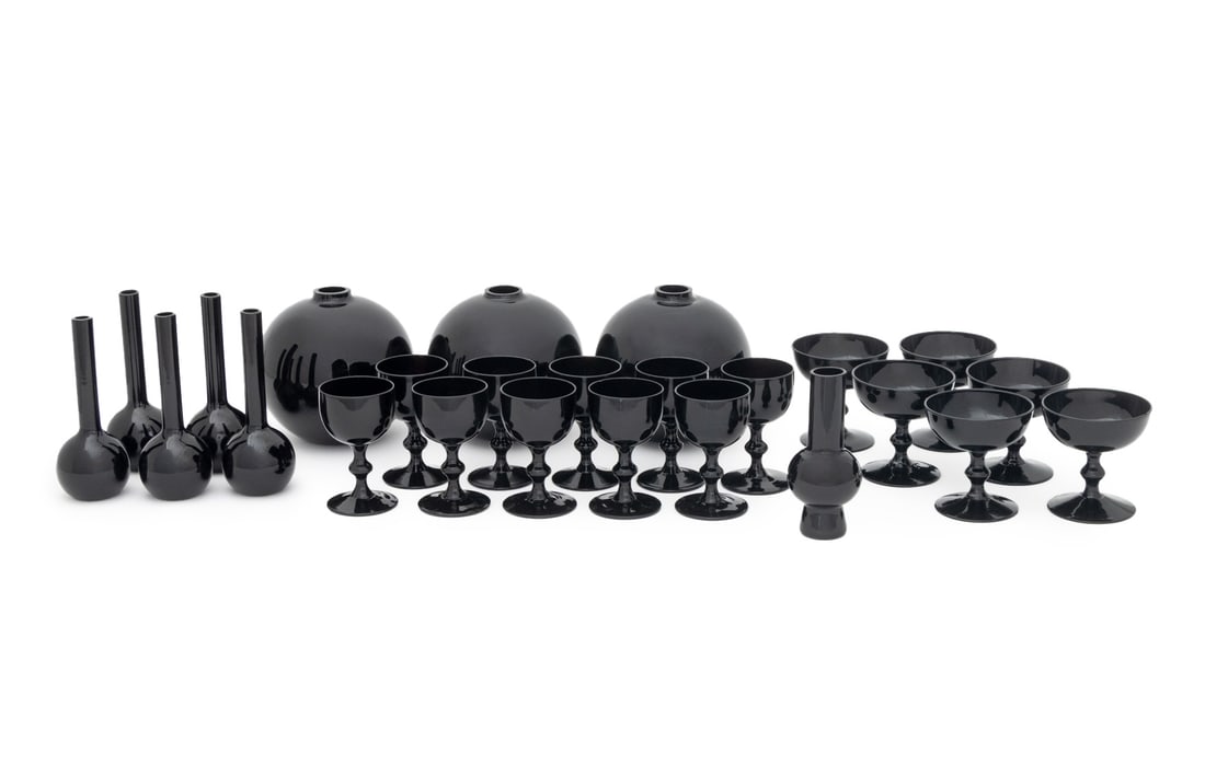 Modern Black Glass Vases and Barware, 25 Pcs. (1 of 15)