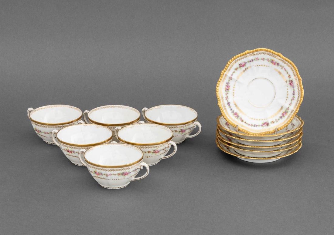 Limoges Porcelain Teacups and Saucers, 12 (1 of 9)