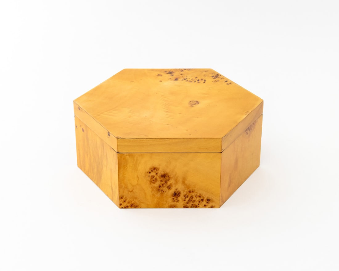 Graduated Burl Maple Veneered Hexagonal Boxes, 2 - 2