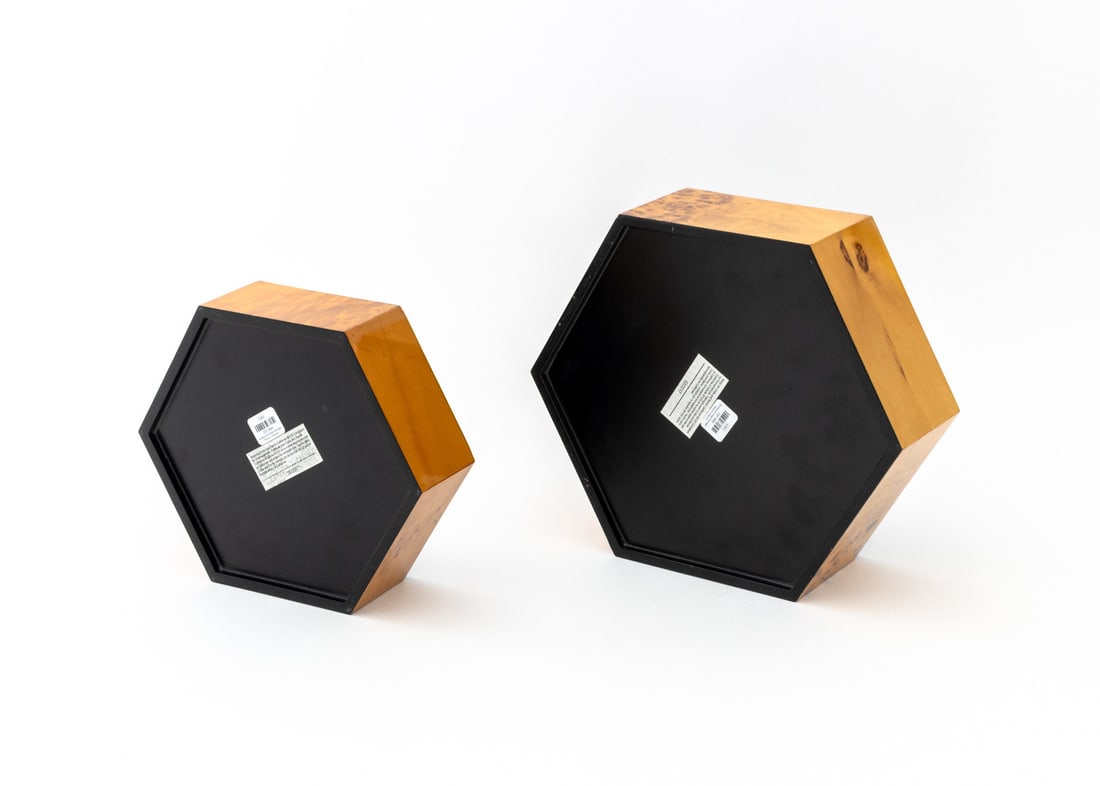 Graduated Burl Maple Veneered Hexagonal Boxes, 2 - 9