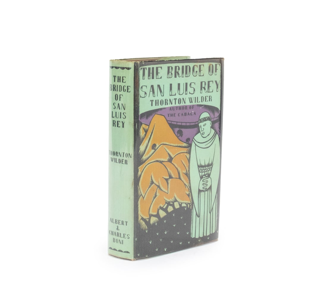 Thornton Wilder "The Bridge of San Luis Rey", 1927: Wilder, Thornton, illus.: Drevenstedt, Amy, "The Bridge of San Luis Rey", New York: Albert & Charles Boni, 1927, First Edition. 8.25" L x 5.25" W x 1.5" D. Provenance: The Estate of Gilbert C. Maurer,
