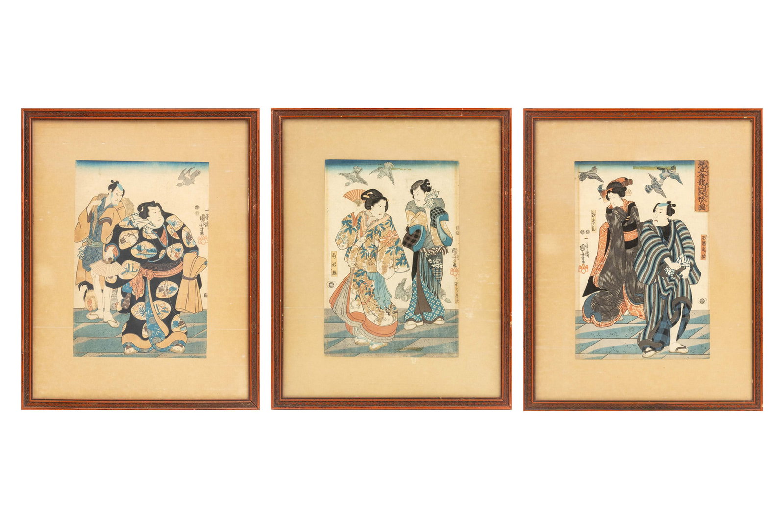 Utagawa Kuniyoshi Kabuki Scenes Woodblock Triptych (1 of 16)