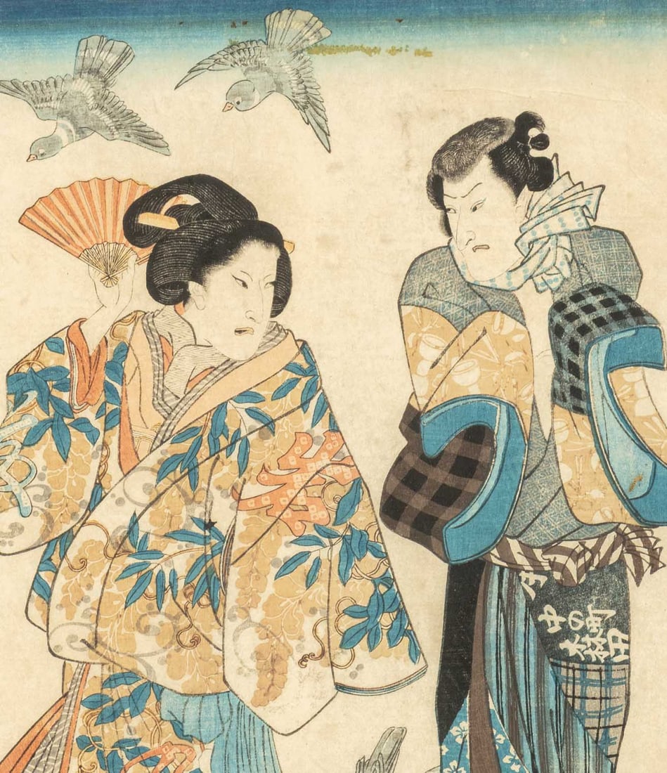 Utagawa Kuniyoshi Kabuki Scenes Woodblock Triptych - 8