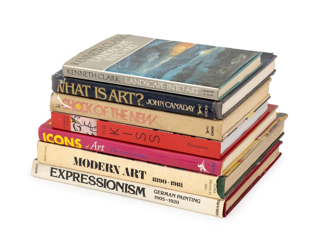 Books on the Modernist Art Movement, 7: Collections of Seven Books on the Modernist Art Movement,, comprising: "Modern Art 1890-1918", Clay, Jean, "The Shock of the New", Hughes, Robert, "What is Art?", Canaday, John, "The Kiss: A Celebrati