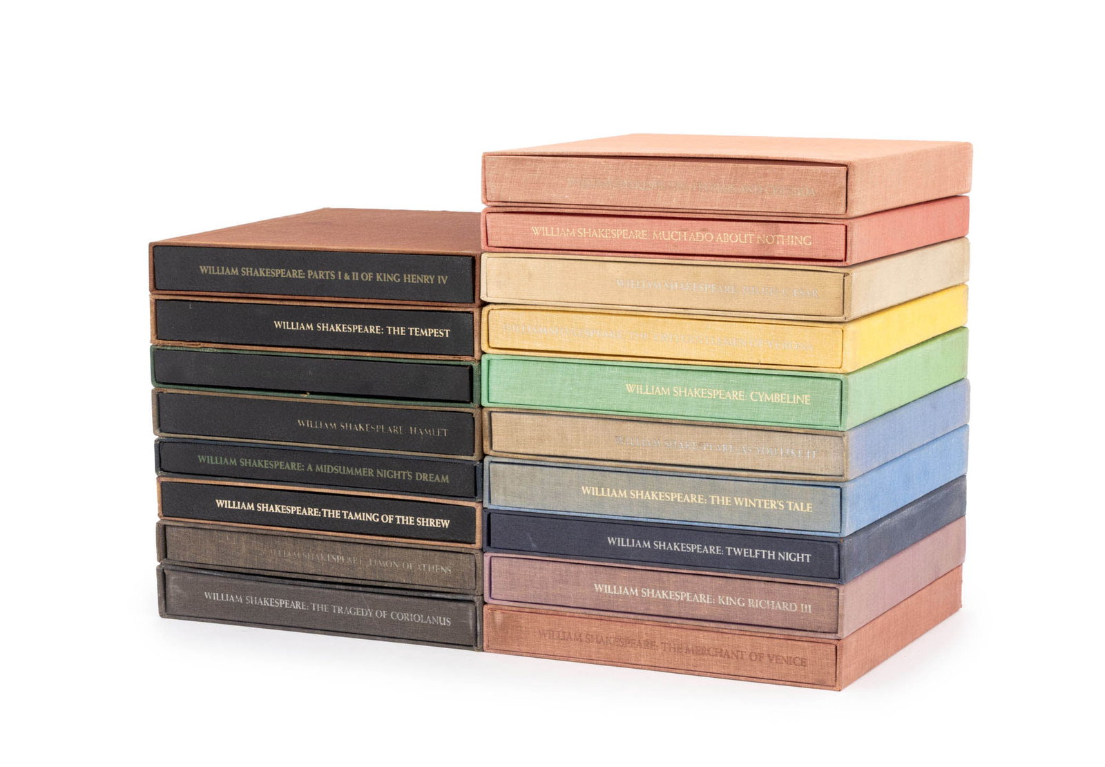 William Shakespeare Book Set, 18: Collection of 18 William Shakespeare Books, illustrated by Jack Wolfgang Beck and Isadore Seltzer, comprising: "The First & Second Parts of King Henry IV", "The History of Troilus and Cressida", "Much