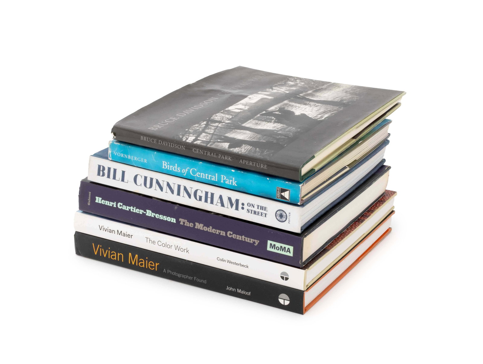 Photo Series and Photography Books, 6: Collection of Six Photo Series and Photography Books, comprising: "Birds of Central Park", Vornberger, Cal, "Bill Cunningham on the Street: Five Decades of Iconic Photography", "Henri Cartier-Bresson:
