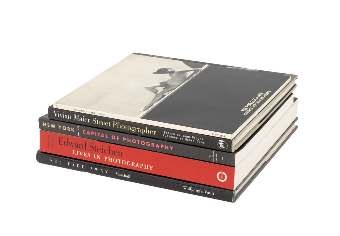 Books on Street Photography and Portraits, 5: Collection of Five Books on Street Photography and Portraits, comprising: "Not Fade Away: the Rock and Roll Photography of Jim Marshall", ed.: Fahey, David, signed on flyleaf by Jim Marshall, "New Yor