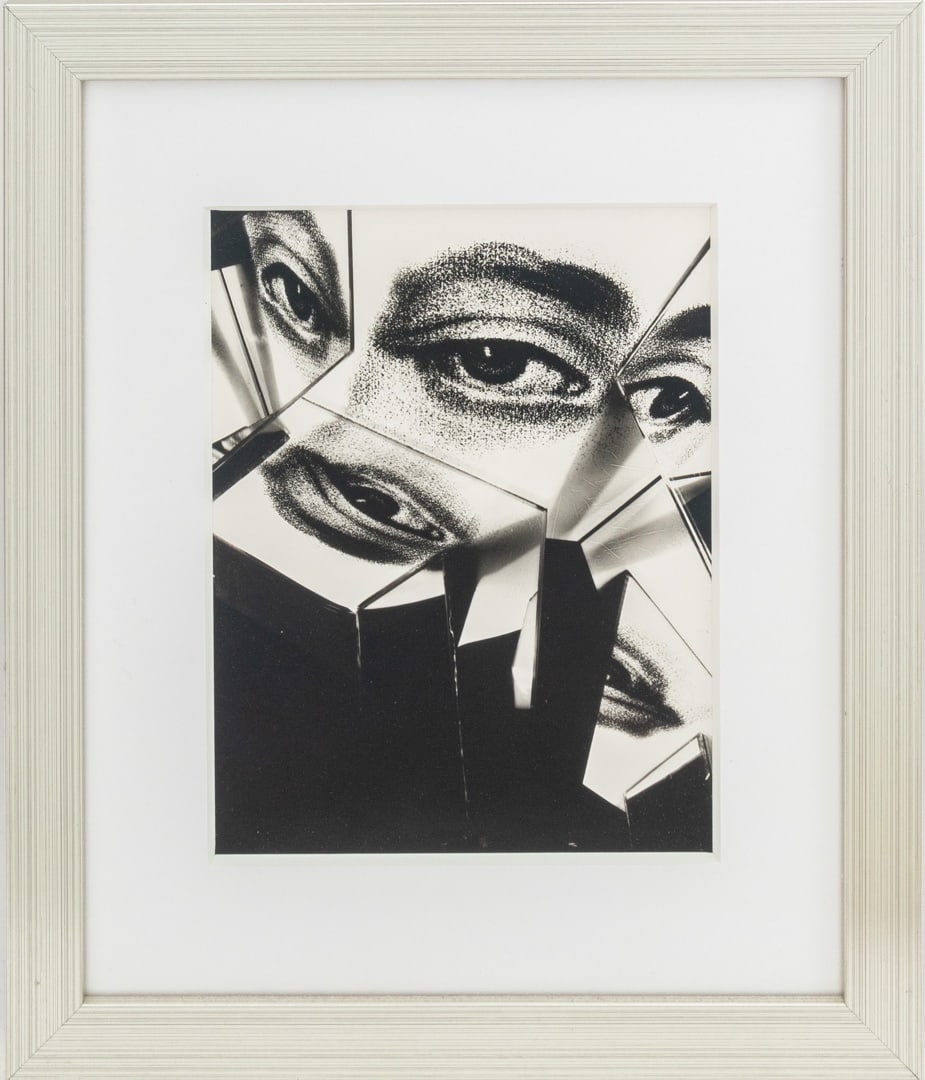 Gyorgy Kepes Eyes Gelatin Silver Print, 1940: Gyorgy Kepes (Hungarian-born/American, 1906-2001), Eyes, Gelatin Silver Print, 1940, probably printer later, apparently unsigned, silvered wood frame. Image: 8" H x 6.25" W; frame: 13.5" H x 11.5" W x
