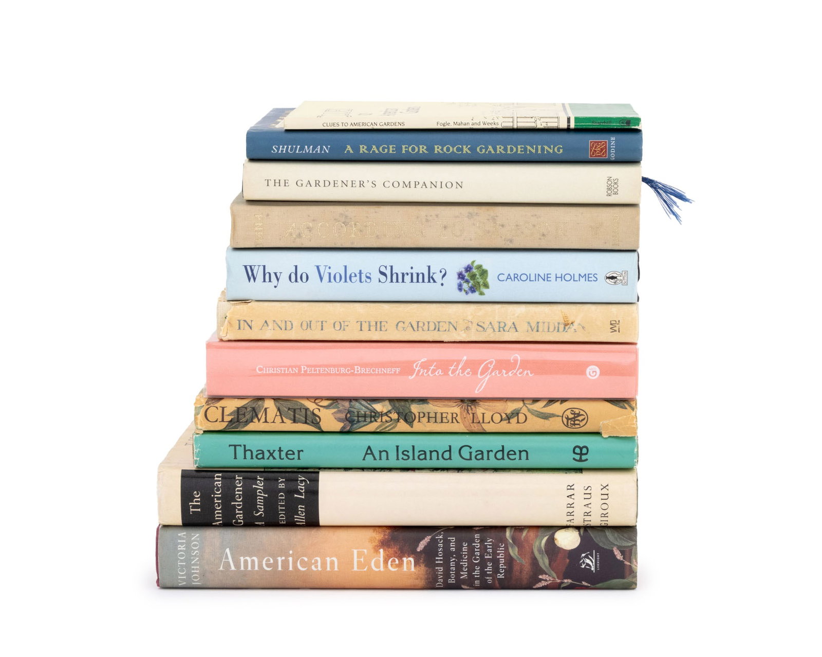 Books on Gardens, 11: Collection of 11 Books on Gardens, comprising: "According to Season", Parson, Frances Theodora, "Clematis", Lloyd, Christopher, "A Rage for Rock Gardening: The Story of Reginald Farrer Gardener, Write
