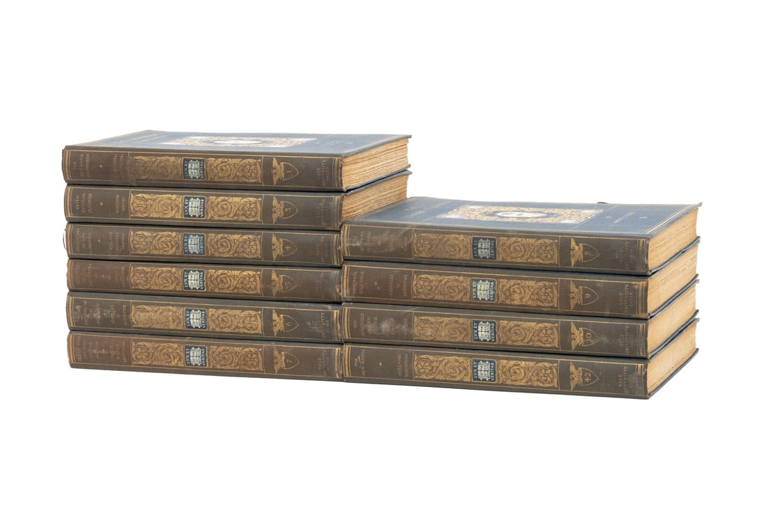 "The Chronicles of America Series", 10 Vols., 1921: Ed.: Johnson, Allen, "The Chronicles of America Series", New Haven: Yale University Press, 1921, volumes 1, 3-10, 42. Each approx.: 8.25" L x 5.25" W x 1" D. Provenance: The Estate of Alton G. Marshal