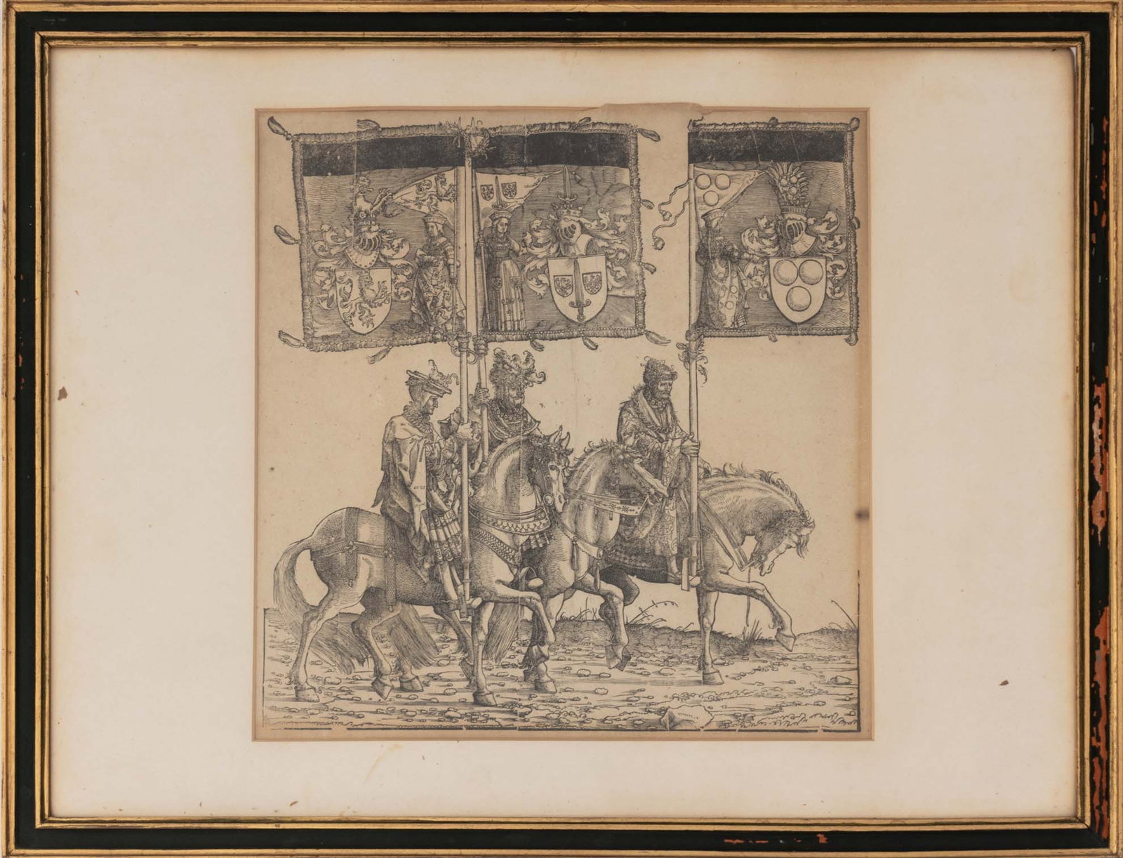 Hans Bergkmair "Triumphzug des Kaiser Maximilians": Hans Bergkmair (German, 1500-c.1560), "Triumphzug des Kaiser Maximilians" [Triumphal Procession of Emperor Maximilian], Woodcut Print, 1780-1800, 3rd printings, Antiquariat V.A. Heck Certificate to re