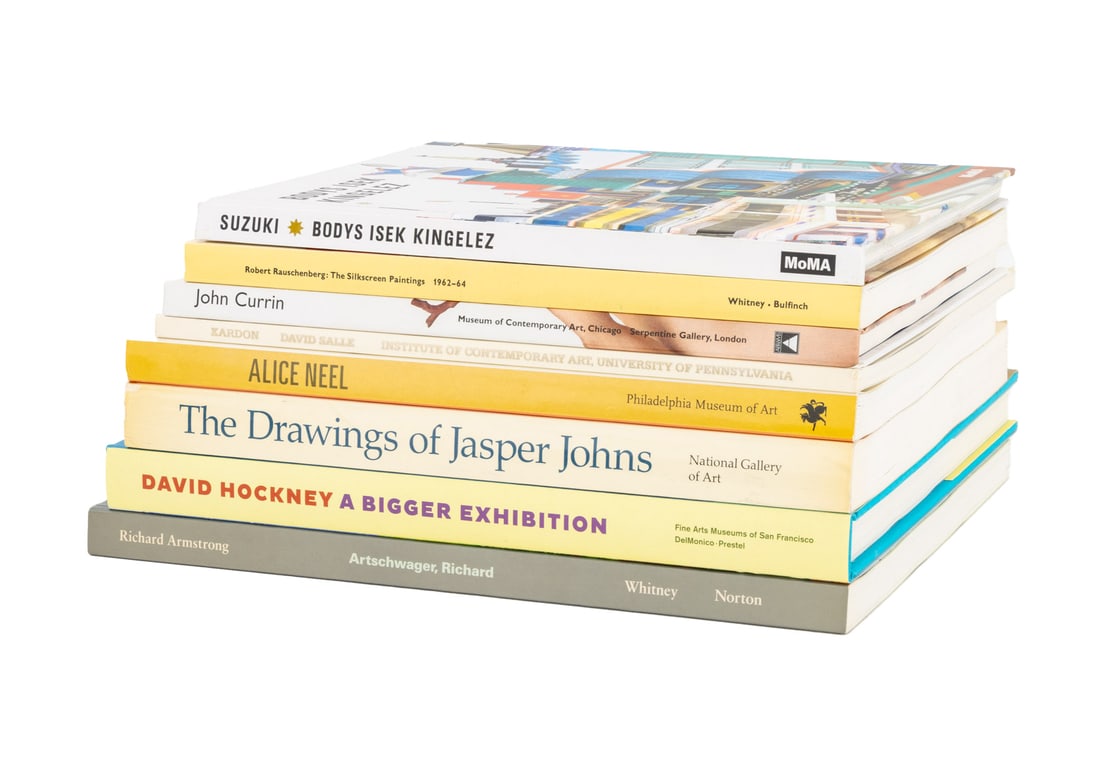 Books on Museum and Art Collections, 8: Collection of Eight Books on Museum and Art Collections, comprising: "John Currin", Boris, Staci and Rochelle Steiner, "Bodys Isek Kingelez", Suzuki, Sarah, "Alice Neel", Temkin, Ann, "David Salle", K