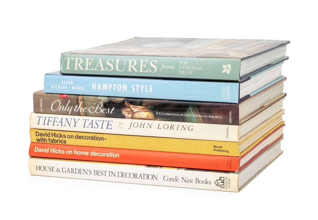Books on Decorating and Interior Design, 7: Collection of Seven Books on Decorating and Interior Design, comprising: "House & Garden's Best in Decoration", "Tiffany Taste", Loring, John, "Only the Best", Jacobson, Stuart, "Hampton Style: Houses