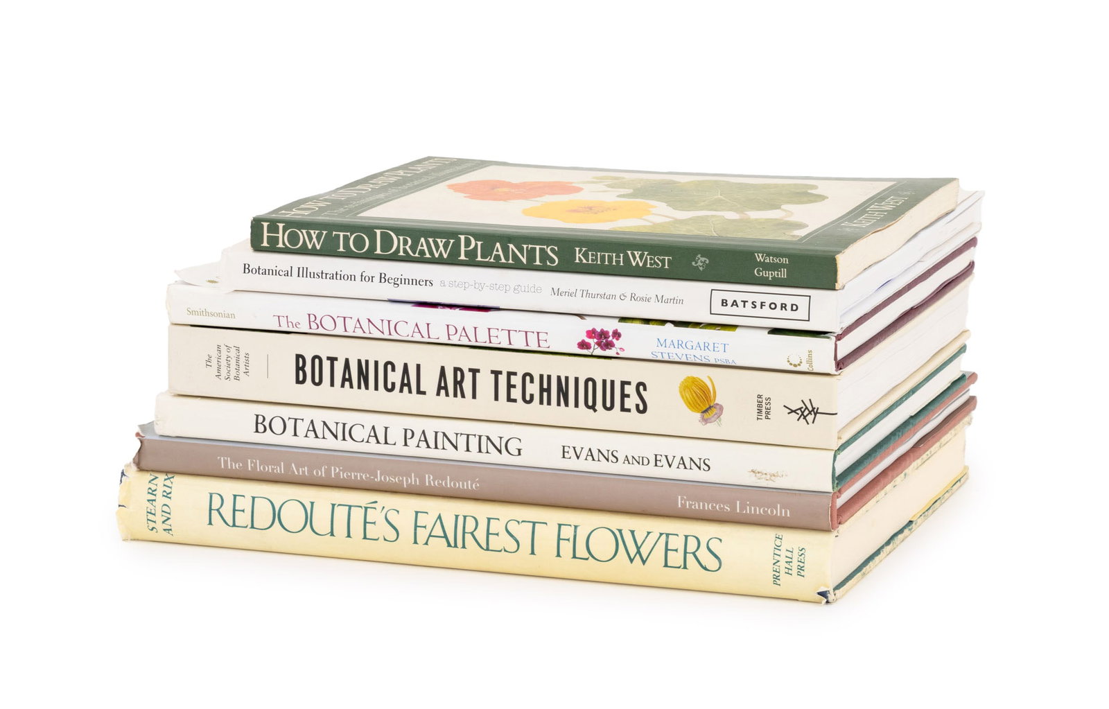 Books on Botanical Illustration Techniques, 7: Collection of Seven Books on Botanical Illustration Techniques, comprising: "A Step by Step Guide Botanical Illustration for Beginners", Thurstan, Meriel and Rosie Martin, "How to Draw Plants: The Tec