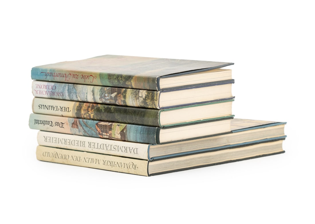 German Books on Art History, 6: Collection of Six German Books on Art History, comprising: "Das Taubertal", Grater, Carlheinz, "Der Taunus: Hohe Walder, Weite Taler, Warme Quellen", Biehn, Heinz, "Amorbacher Cicerone", Hotz,