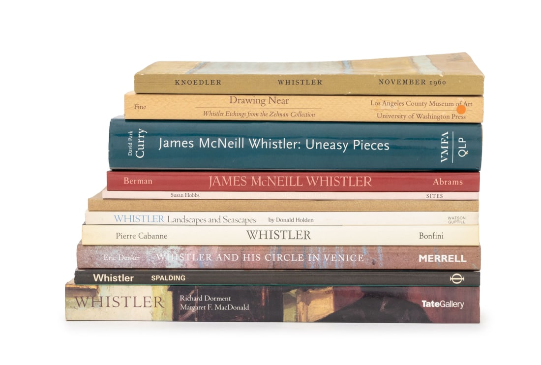 Signed, Etc. Books on James McNeill Whistler, 11: Collection of 11 Books on James McNeill Whistler, comprising: "Whistler", Dorment, Richard and Margaret F. McDonald, "Whistler: Landscapes and Seascapes", Holden, Donald, "Whistler and His Circle in V