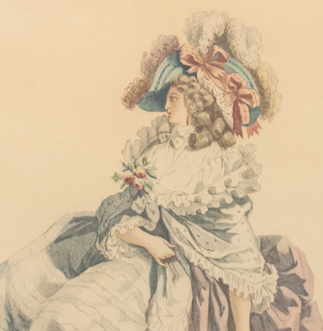 After Antoine Watteau Hand-Colored Engraving - 3
