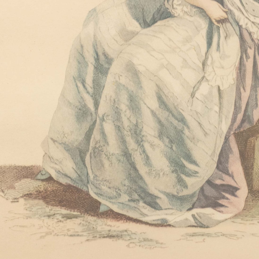 After Antoine Watteau Hand-Colored Engraving - 5