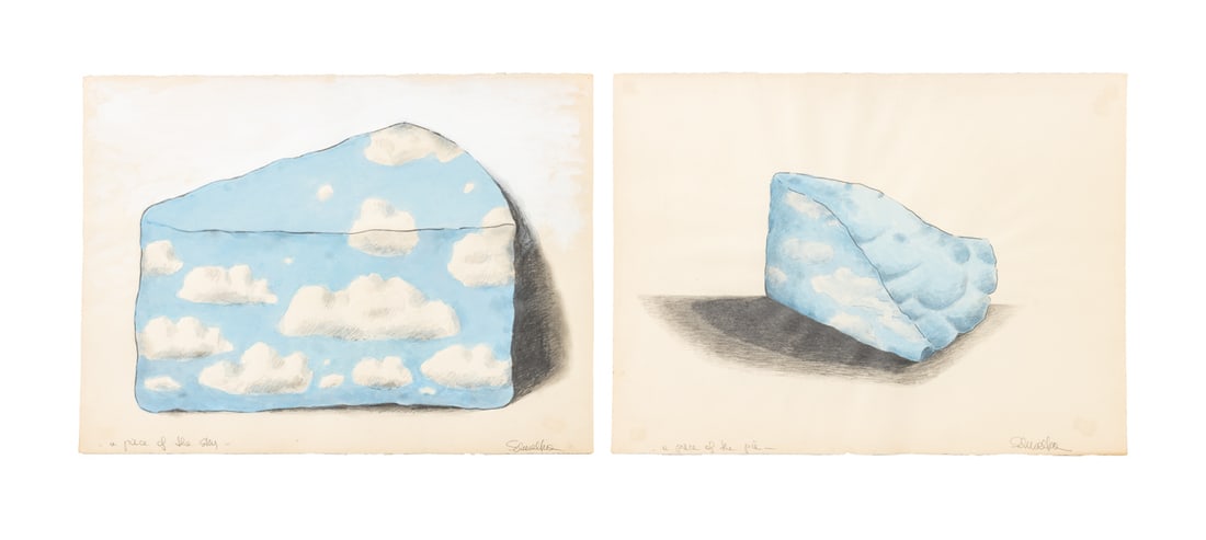 Elfi Schuselka "A Piece of Sky" Mixed Media, 2: Elfi Schuselka (Austrian, b. 1940), Two "A Piece of Sky" Compositions, Graphite and Watercolors on Paper, comprising: "A Piece of Sky", signed in pencil lower right and "A Piece of the Pie", signed in