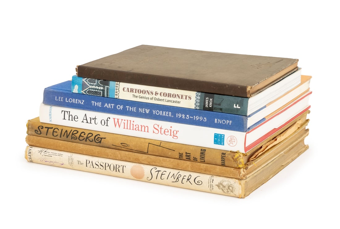 Books on Illustrators and Cartoonists, 7: Collection of Seven Books on Illustrators and Cartoonists, comprising: "The Art of the New Yorker 1925-1993", "Cartoon and Coronets: The Genius of Osbert Lancaster", Knox, James, "The Art of William S