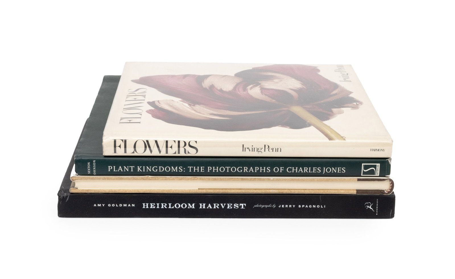 Books on Nature Art and Photography, 4: Collection of Four Books on Nature Art and Photography, comprising: "Flowers", Penn, Irving, "Plant Kingdoms: The Photographs of Charles Jones", Sexton, Sean and Robert Flynn Johnson, introduction by
