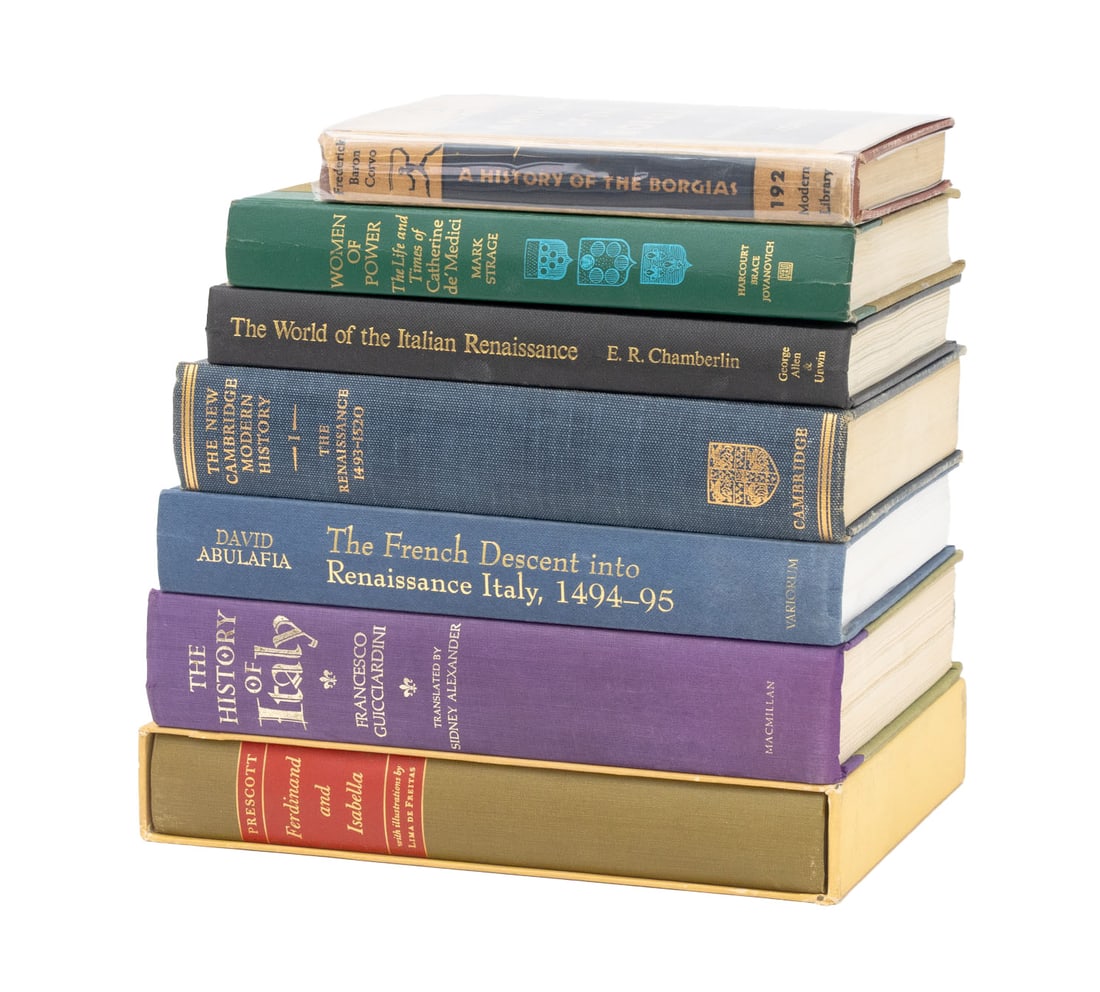 Books on French and Italian History, 7: Collection of Seven Books on French and Italian History, comprising: "A History of the Borgias", Corvo, Frederick Baron, "Women of Power: the Life and Times of Catherine de Medici", Strage, Mark, "Fer