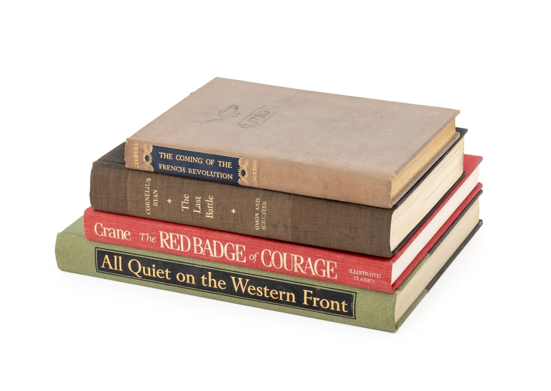 Military and War Narratives, 4: Collection of Four Military and War Narrative Books, comprising: "The Coming of the French Revolution", Lefebre, Georges, trans.: Palmer, R. R., "The Last Battle", Ryan, Cornelius, "All Quiet on the W