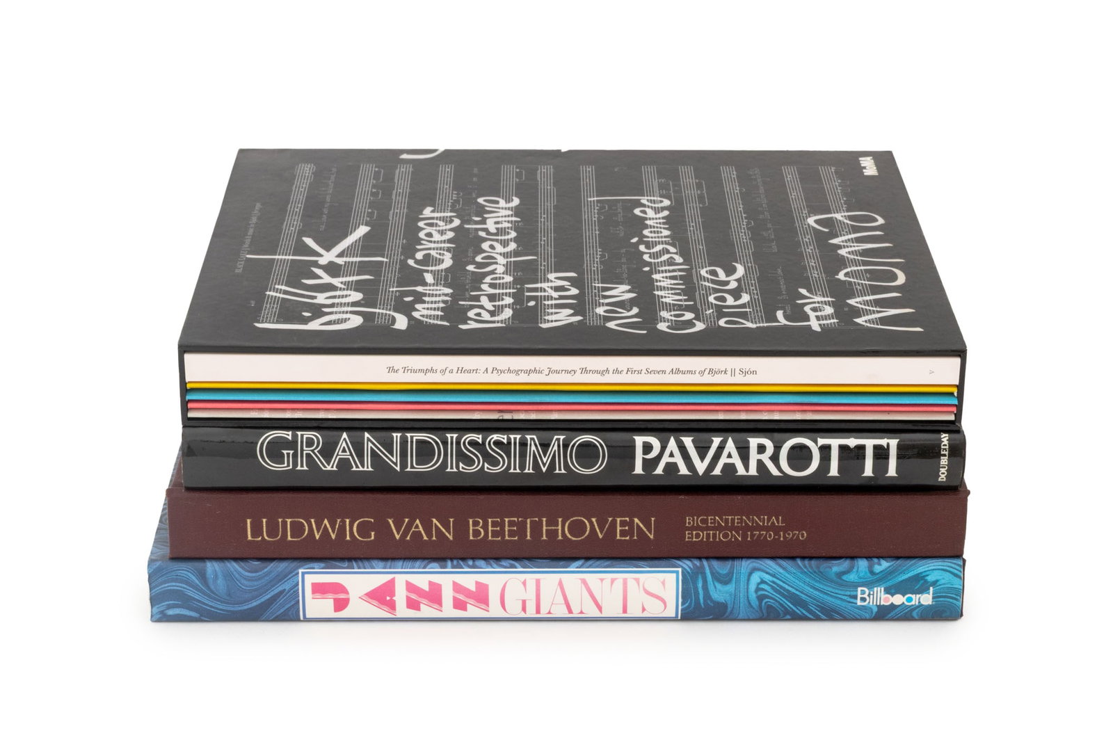 Books on Music, 4: Collection of Four Books on Music, comprising: "Bjork Mid-Career Retrospective with New Commissioned Piece for MOMA", "Ludwig van Beethoven Bicentennial Edition 1770-1970", ed.: Schmidt-Gorg, Joseph a