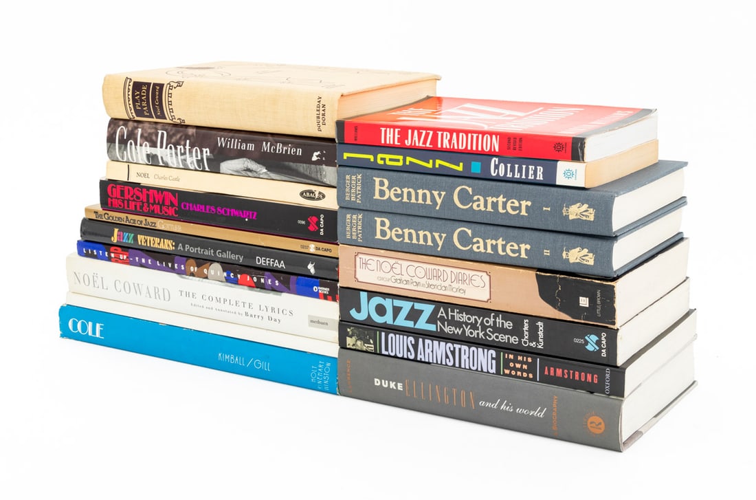 Books on Jazz Music, 18: Collection of 18 Books on Jazz Music, comprising: "You're Sensational: Cole Porter in the '20s, '40s, & '50s", Indiana Historical Society, "Cole", ed: Kimball, Robert, "Noel Coward: The Complete Lyric