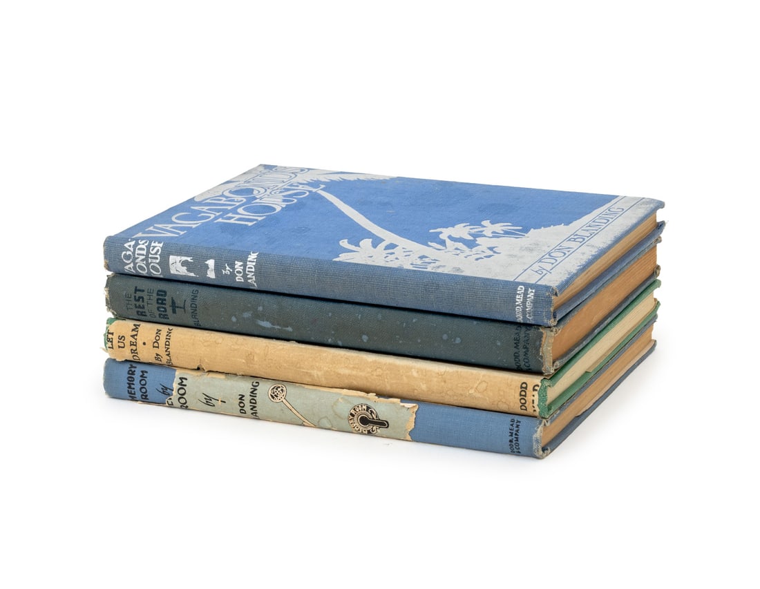 Don Blanding Books, 4: Collection of Four Don Blanding Books, comprising: "Let Us Dream", "Vagabond House", "The Rest of the Road", "Memory Road". Each: 7.5" L x 5.25" W x 0.5" D. Provenance: From a New York City Collection