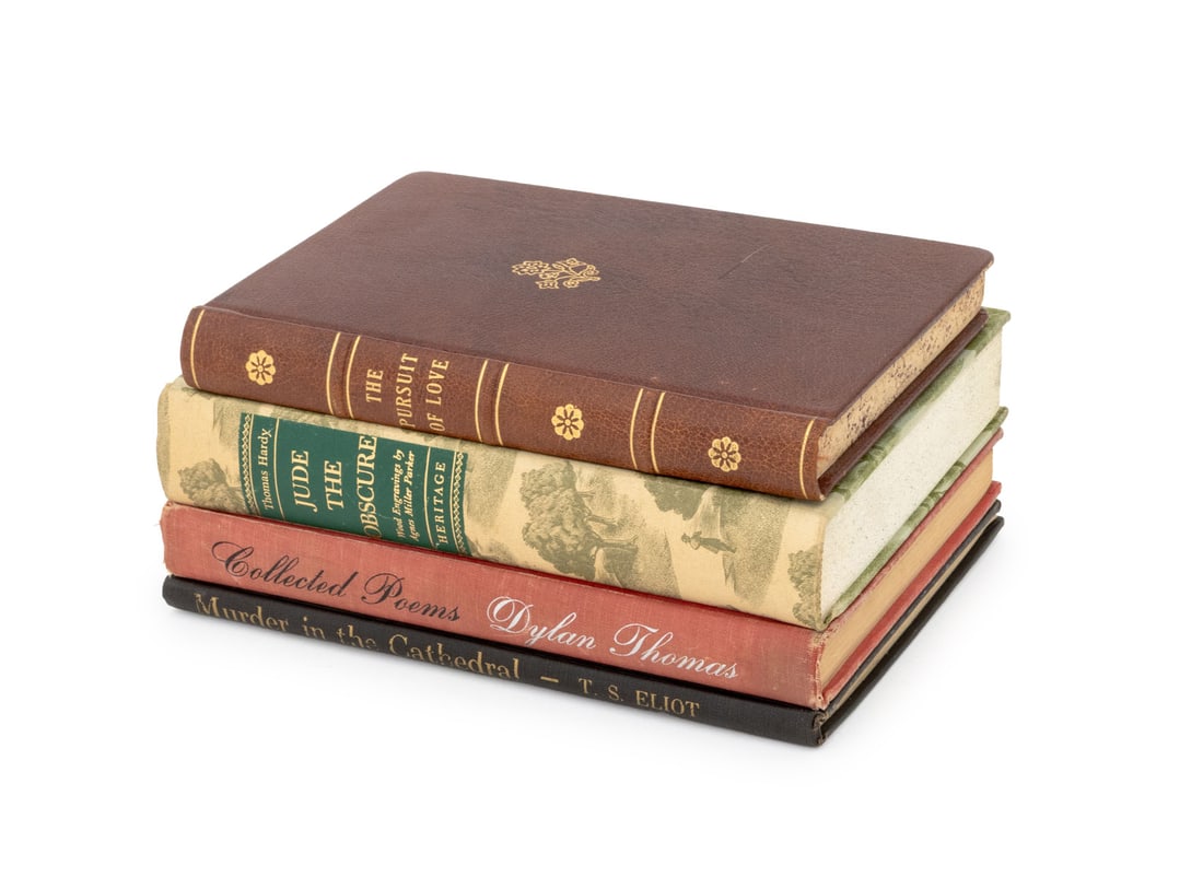 Poetry and Literature Books, 4: Collection of Four Poetry and Literature Books, comprising: "The Pursuit of Love", Mitford, Nancy, "Jude the Obscure", Hardy, Thomas, "Collected Poems", Thomas, Dylan, "Murder in the Cathedral", Eliot