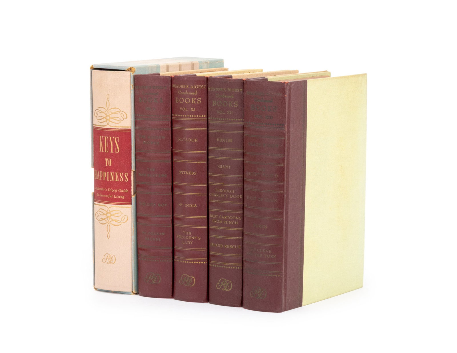 Reader's Digest Books, 5: Collection of Five Reader's Digest Books, comprising: "Reader's Digest Condense Books", volumes X-XIII, Summer 1952-Spring 1953, "Keys to Happiness: A Reader's Digest Guide to Successful Living". Larg