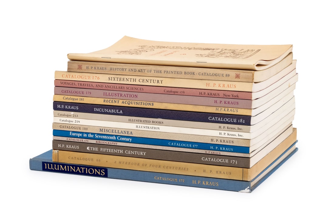 H. P. Krauss Catalogs, 15: Collection of 15 H. P. Krauss Catalogues, comprising: "Catalogue 184 "Trithemius to Proctor", "Catalogue 187 Biography After 1900", "Catalogue 189", "Catalogue 190 Catalogus Catalogorum", "A
