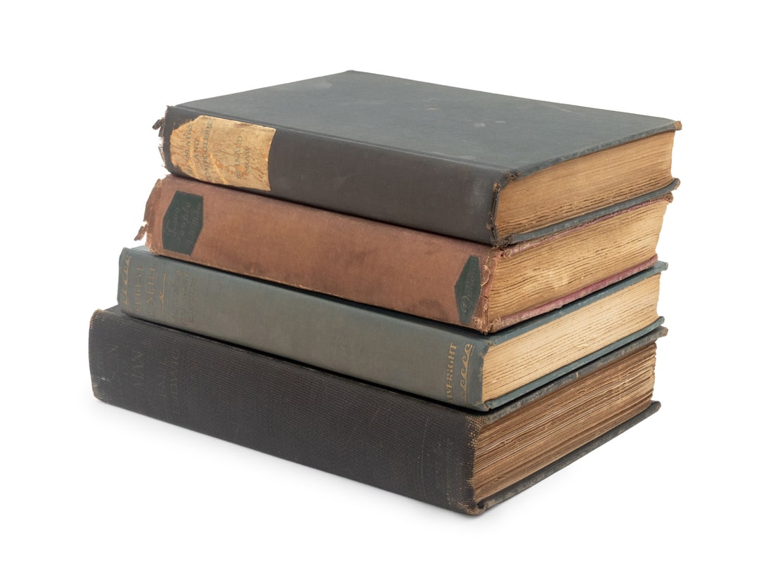 Literature Books, 4: Collection of Four Literature Books, comprising: "Mourning Becomes Electra: A Trilogy", O' Neill, Eugene, "Translations and Tom-fooleries", Shaw, Bernard, "Two People", Milne, A. A., "The Son of