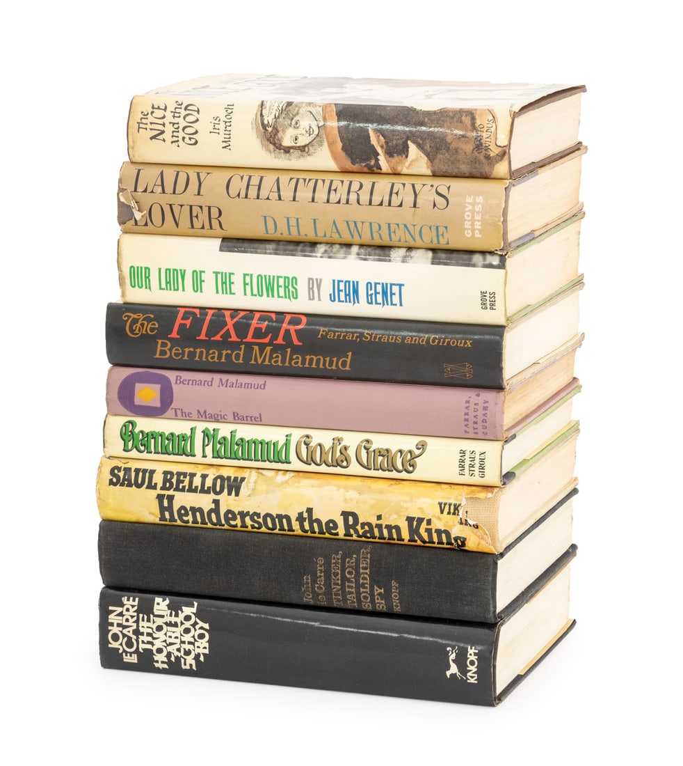 Fiction and Literature Books, 9: Collection of Nine Fiction and Literature Books, comprising: "The Magic Barrel", Malamud, Bernard, "The Fixer", Malamud, Bernard, "Henderson the Rain King", Bellow, Saul, "The Nice and the Good", Murd