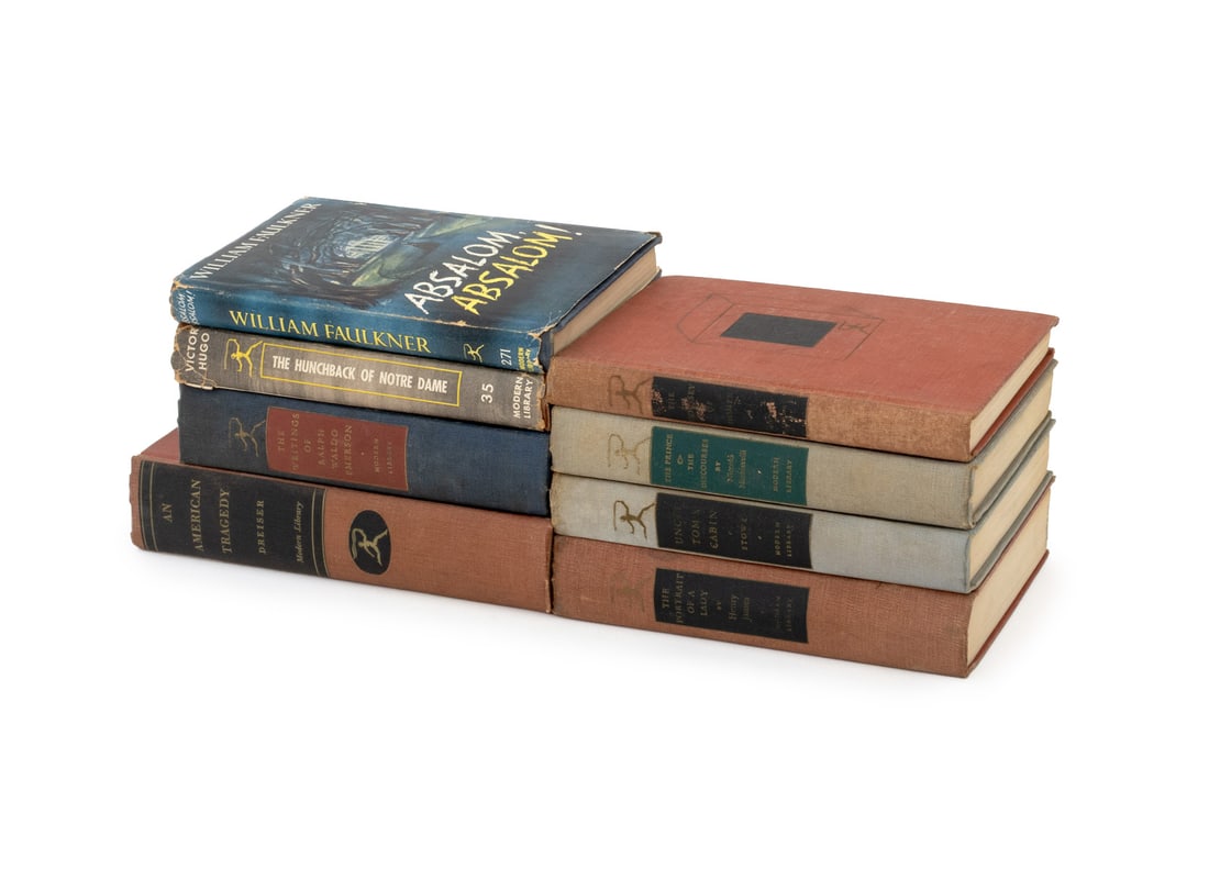 Modern Library Edition Books, 8: Collection of Eight Modern Library Edition Books, comprising: "Absolom, Absolom!", Faulkner, William, "Hunchback of Notre Dame", Hugo, Victor, "The Portrait of a Lady", James, Henry, "Uncle Tom's Cabi