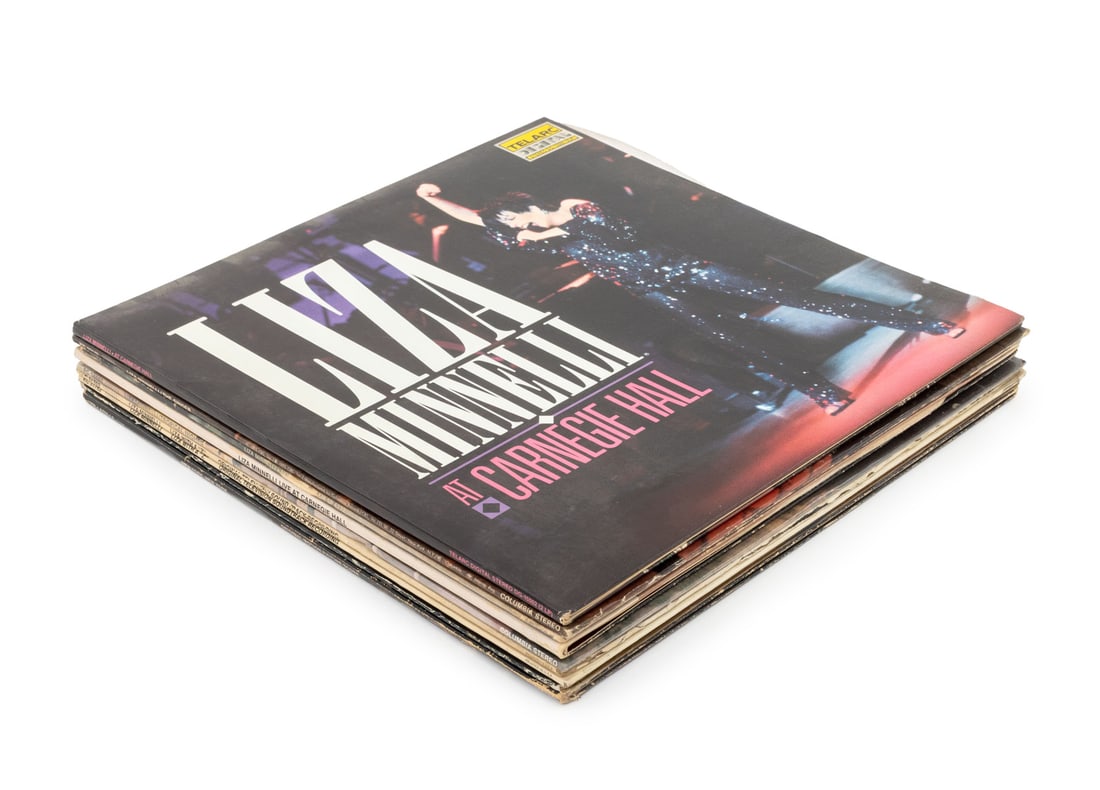 Liza Minnelli Vinyl Records, 9: Collection of Nine Liza Minnelli Vinyl Records, comprising: "Liza Minnelli Live at Carnegie Hall", "Liza Minnelli New Feelin'", "Liza Minnelli the Singer You're So Vain", "Liza Minnelli at Carnegie Ha