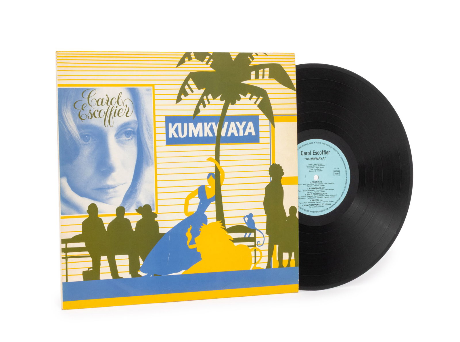 Carol Escoffier Signed "Kumkwaya" Vinyl Record: Escoffier, Carol, "Kumkwaya", 1985, signed and inscribed on record sleeve. 12.25" L x 12.25" W. Provenance: From a New York City Collection. Keywords: Music, Records, Analog audio format, Singer, Musi