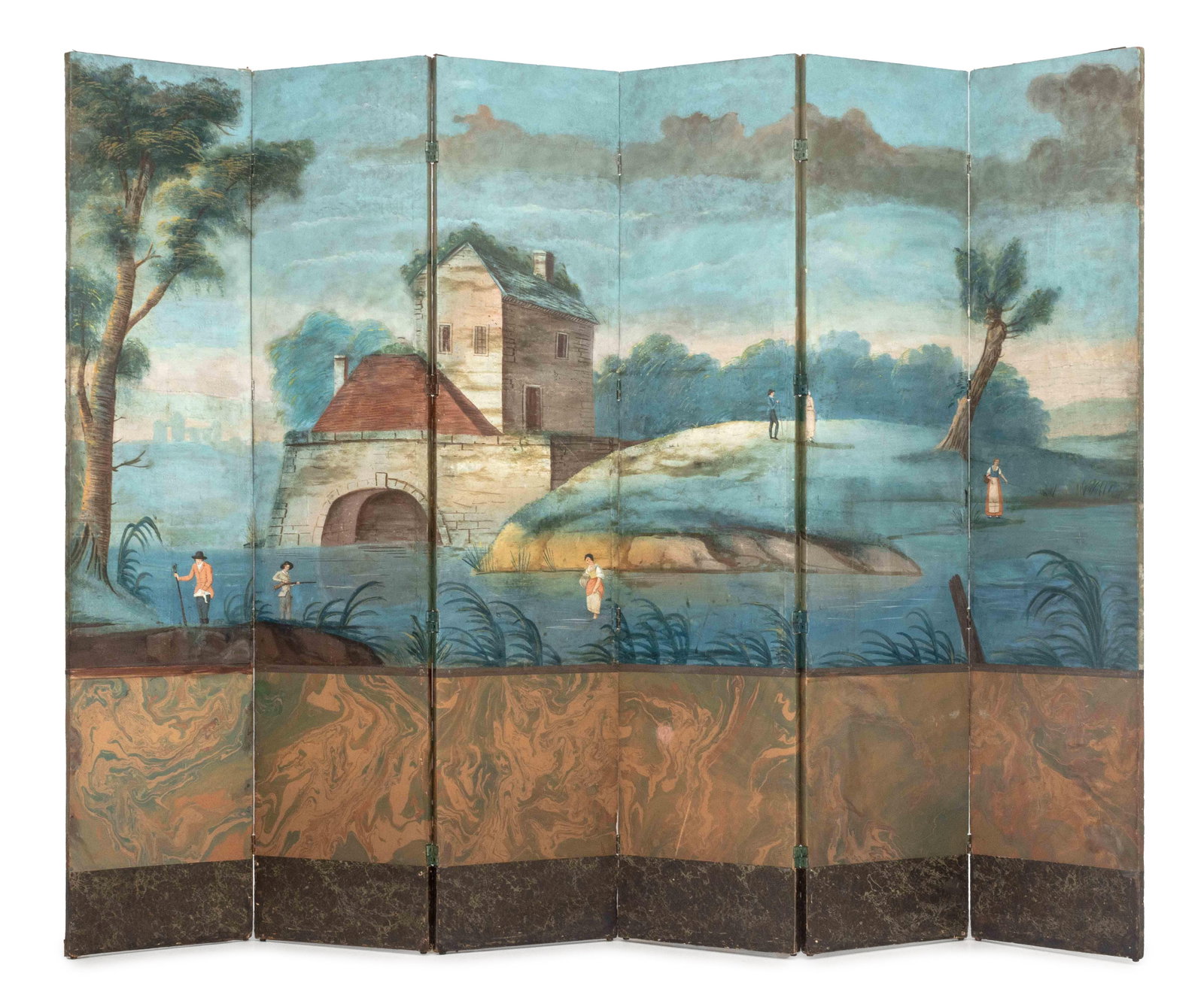 American Folk Art 6-Panel Folding Screen, 19th C. (1 of 18)