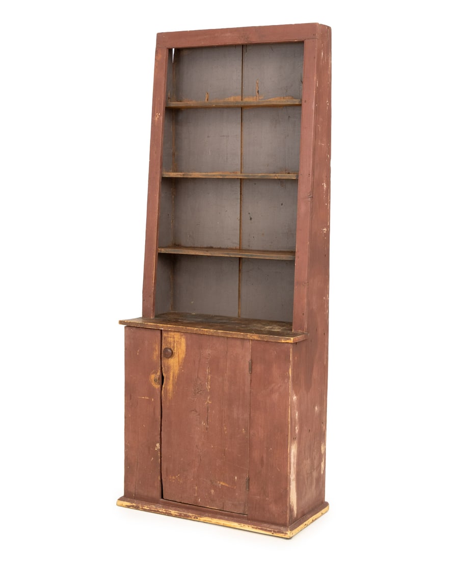 American Red Painted Pine Step-Back Cupboard (1 of 8)