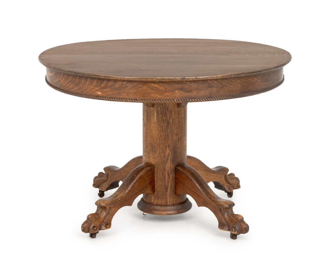 Arts and Crafts Tiger Oak Center Table (1 of 8)