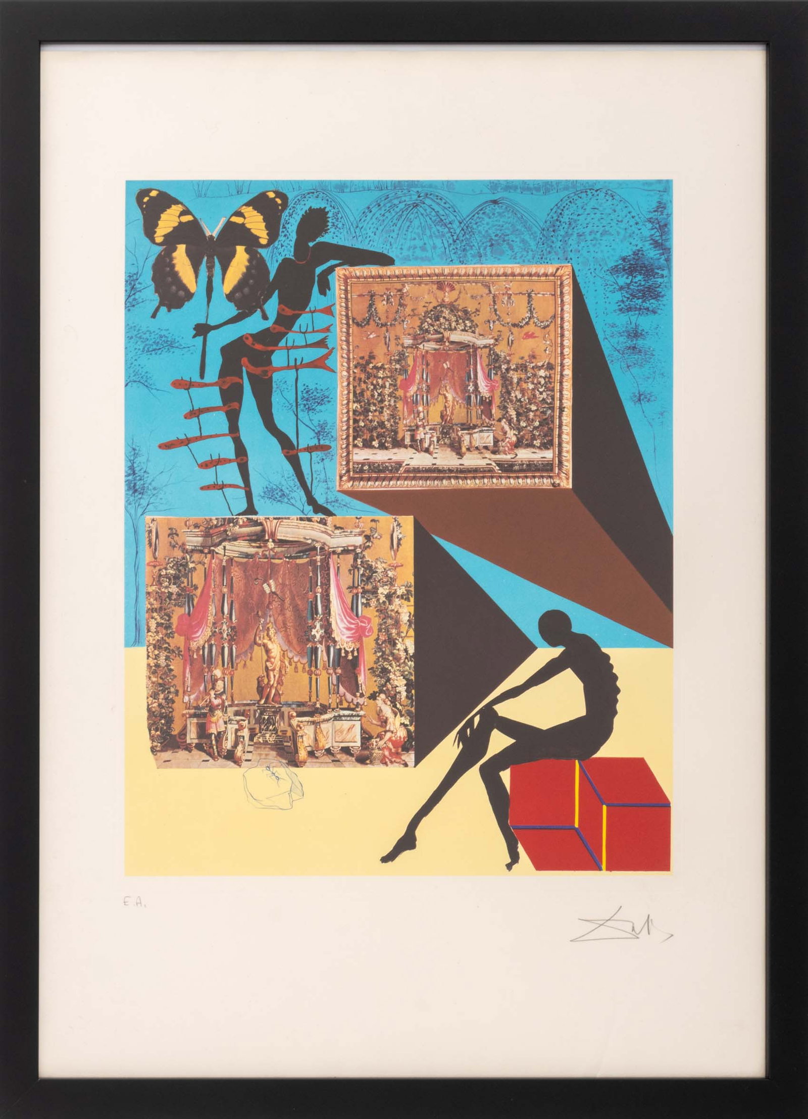 Salvador Dali "Dressed in the Nude...", 1971: Salvador Dali (Spanish, 1904-1989), "Dressed in the Nude in the Surrealist Fashion", Etching and Photolithograph in Colors on Arches Paper, 1971, from the "Memories of Surrealism" suite, signed in pen