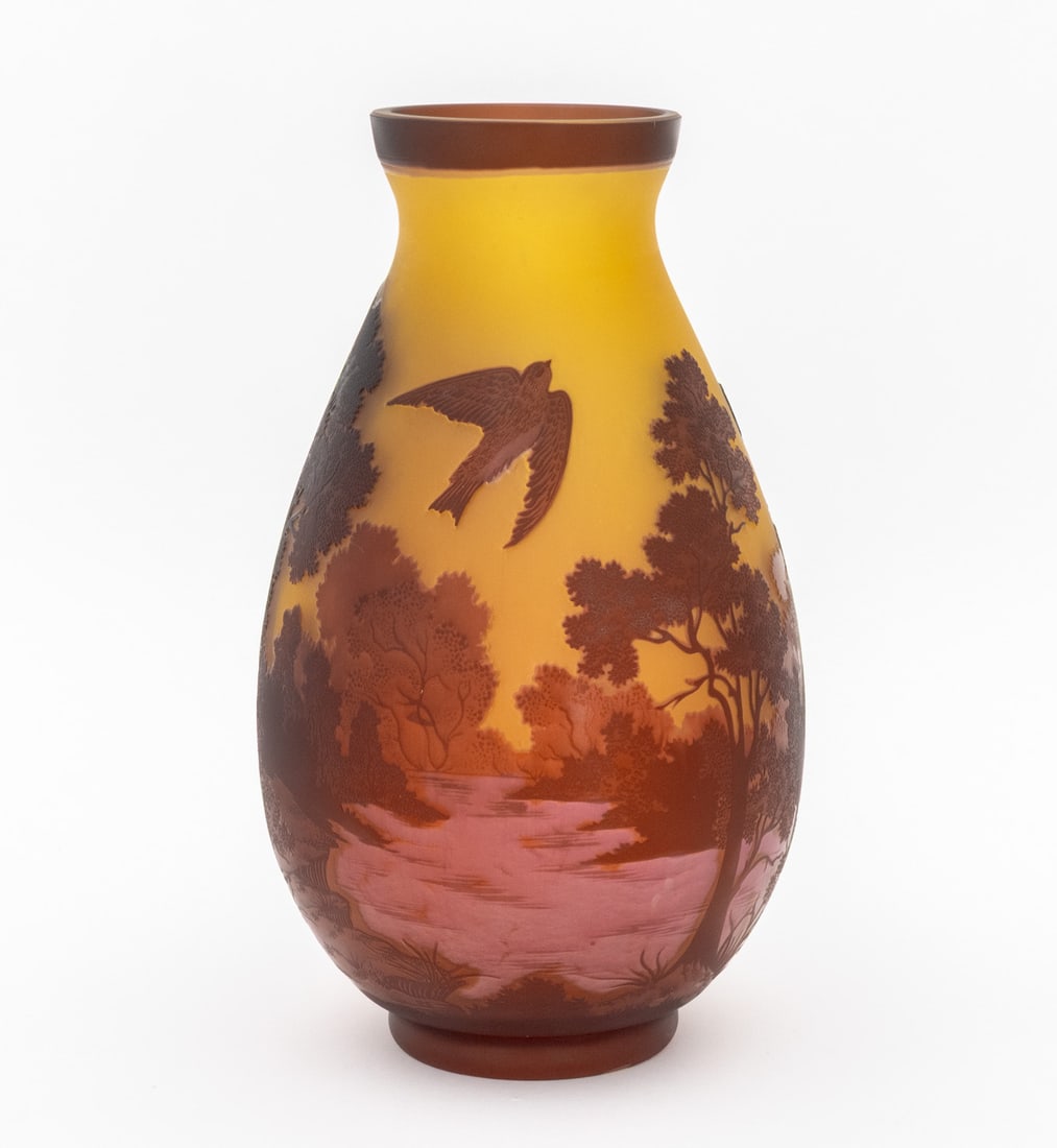 Signed Galle Cameo Glass Vase - 2