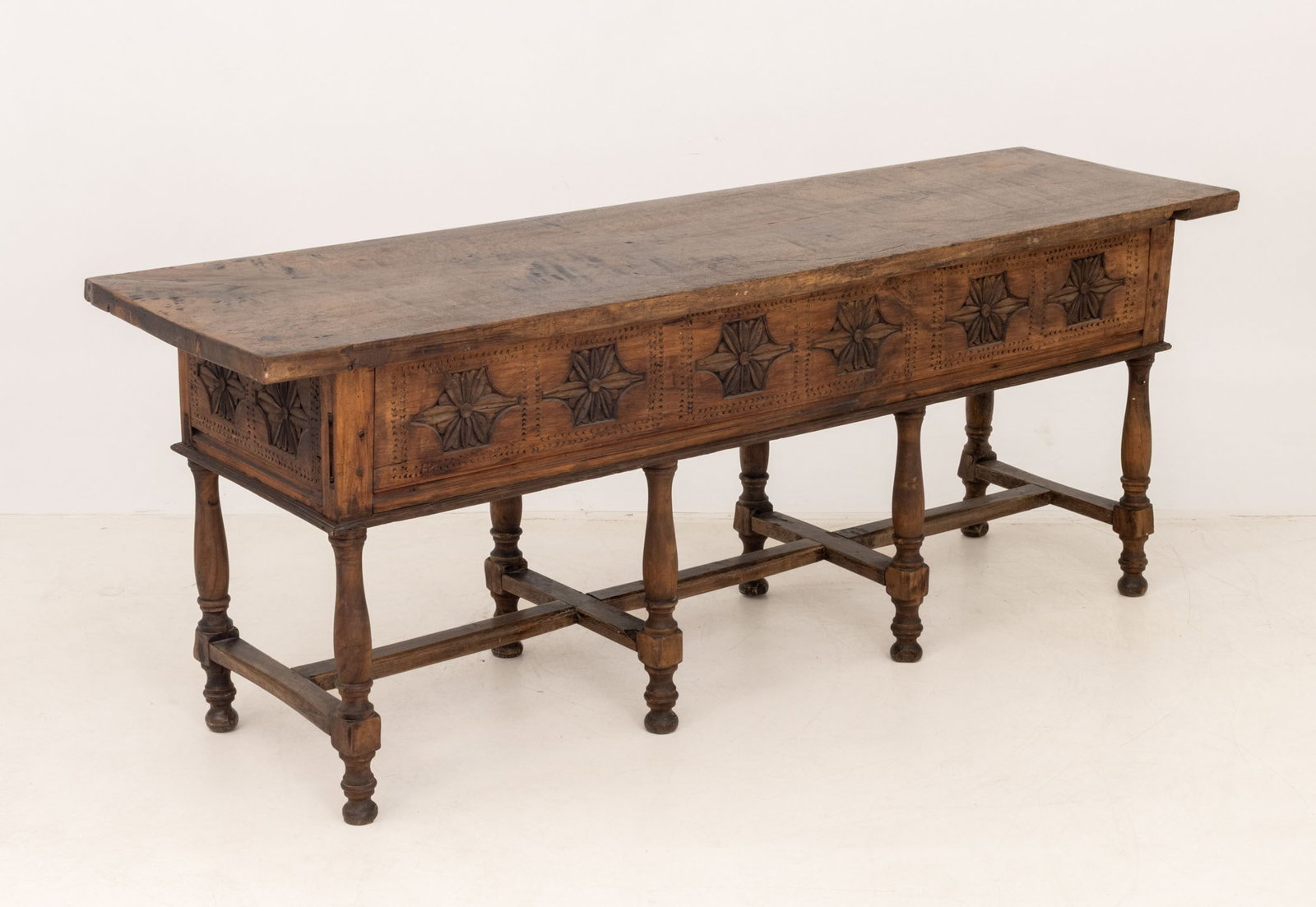 Spanish Baroque Style Walnut Console Table - 10