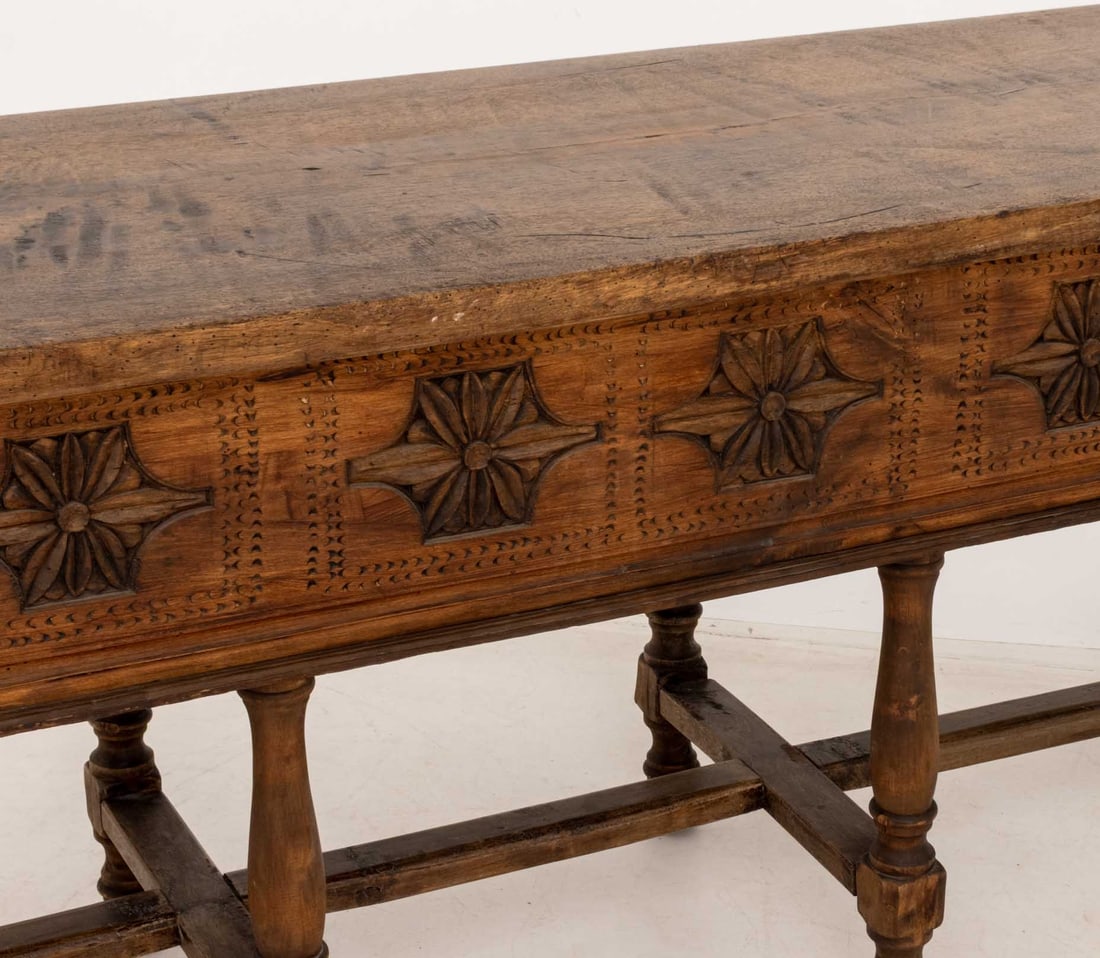 Spanish Baroque Style Walnut Console Table - 11