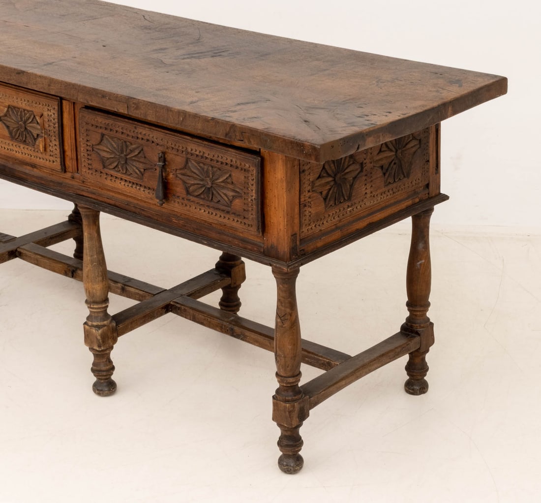 Spanish Baroque Style Walnut Console Table - 6