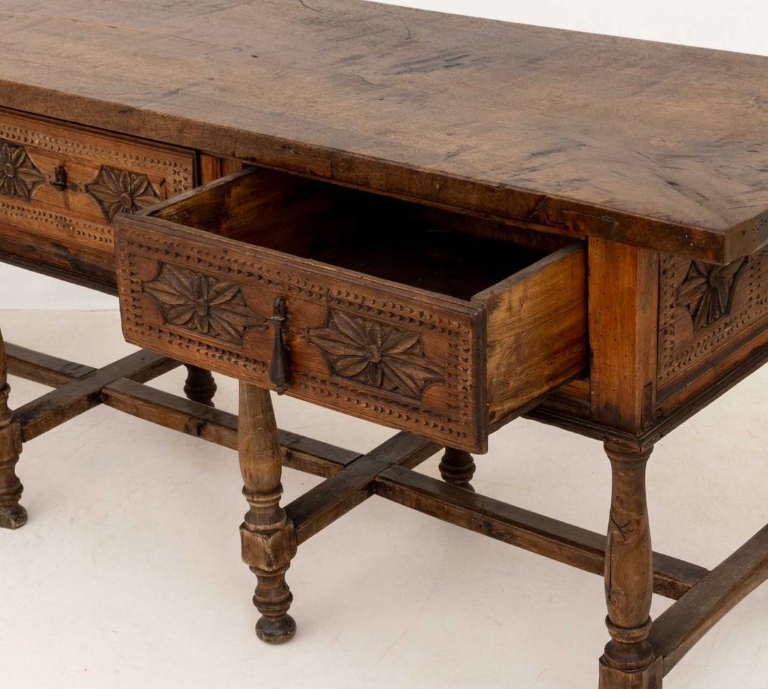 Spanish Baroque Style Walnut Console Table - 7