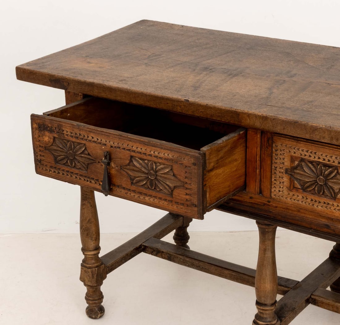 Spanish Baroque Style Walnut Console Table - 8