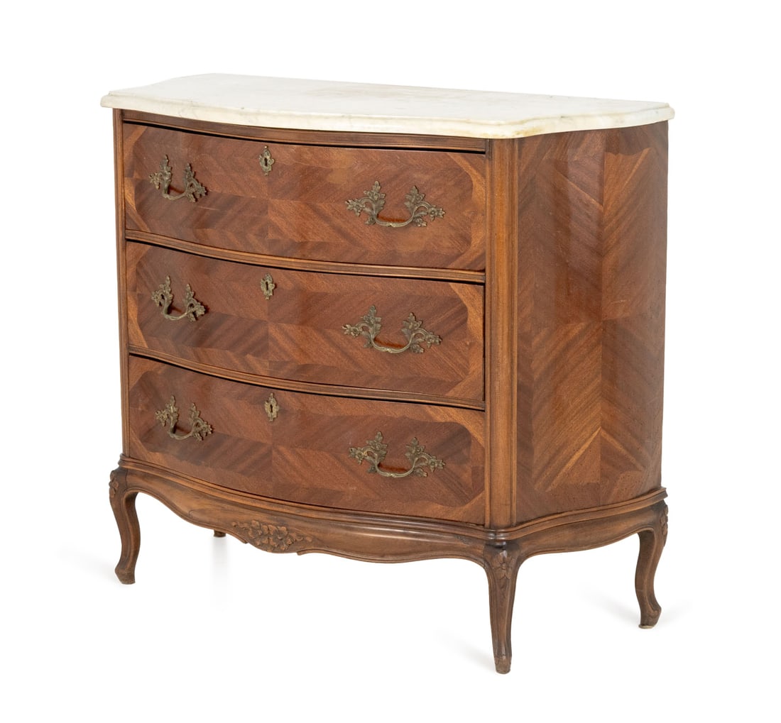 Louis XV Style Walnut Parquetry Commode (1 of 10)