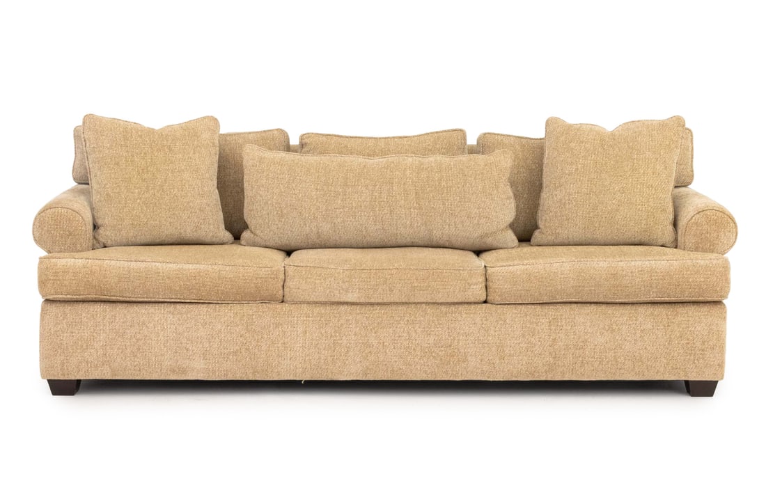 Modern Beige Chenille Upholstered Three-Seat Sofa (1 of 7)